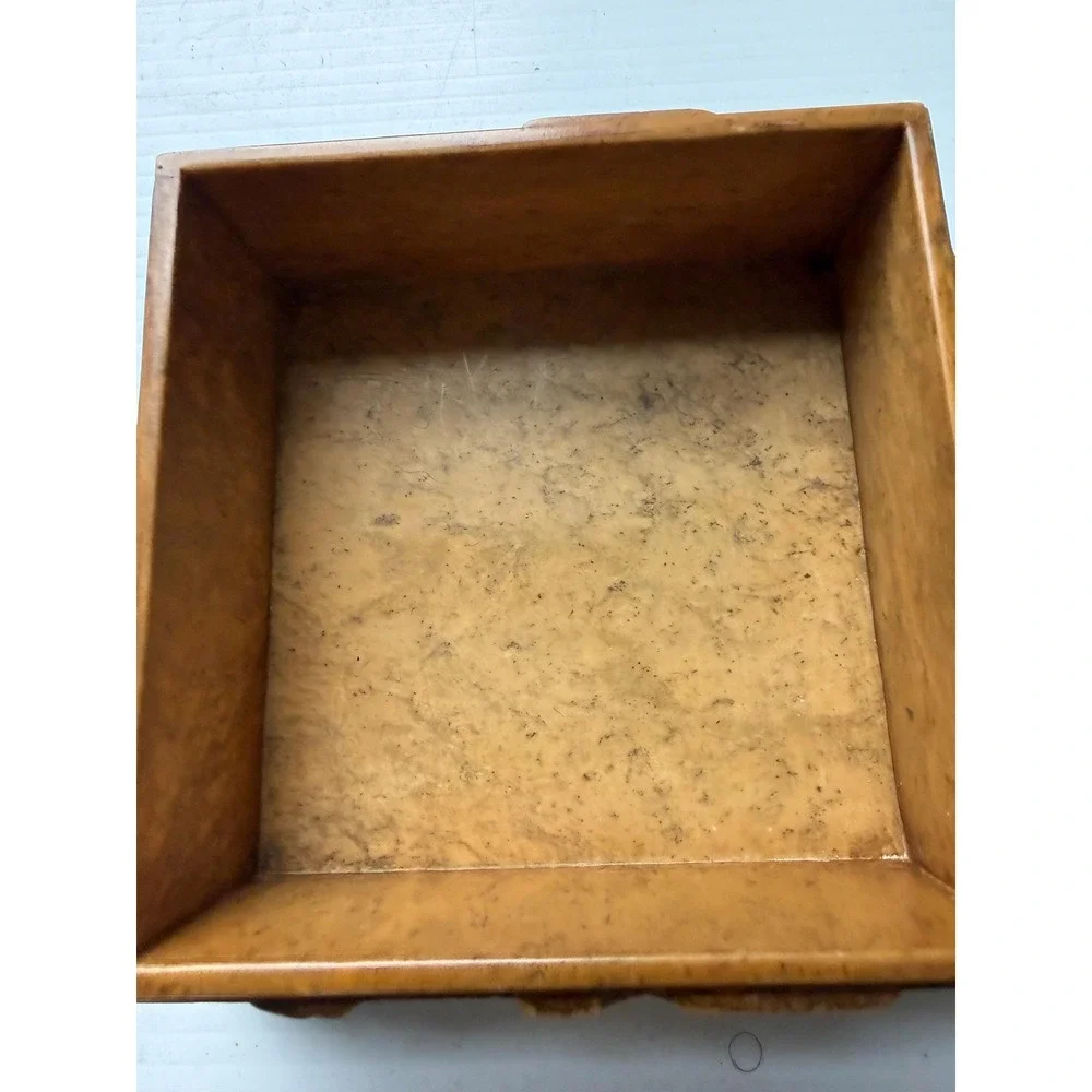 Vintage Taiwan Carved Soapstone Trinket Box Blue Angelfish Stone Jewelry Holder